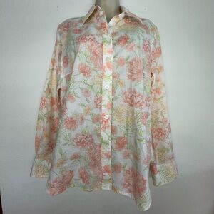 Jones New York Country Floral Top Cotton Size 14